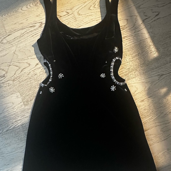 ZARA Velvet Cutout Jewel Trim Dress - M - Picture 2 of 7